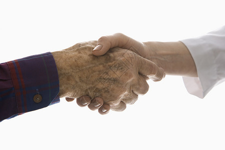 握手成年人水平两个人照片医疗问候语老年人背景图片