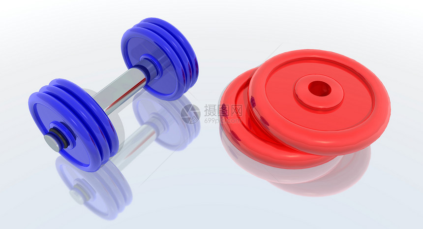 红色和蓝色巴铃运动员重量插图健康力量运动调色举重金属饮食图片
