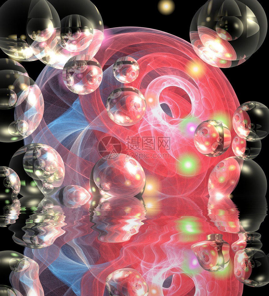 泡泡和反映抽象彩色背景艺术插图螺旋漩涡火焰车削曲线墙纸弯曲创造力图片