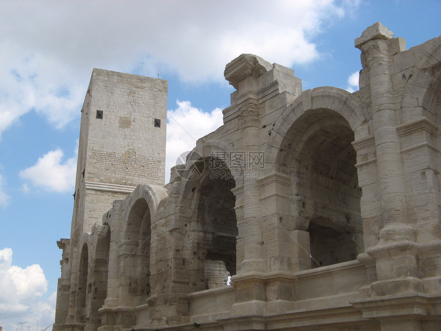 Arles的罗马竞技场斗牛士废墟拱门马戏团图片