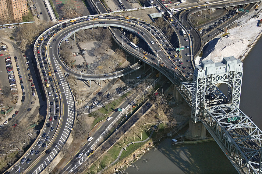纽约州 三角桥旅行汽车交通街道建筑学旅游鸟瞰图高峰时间照片图片