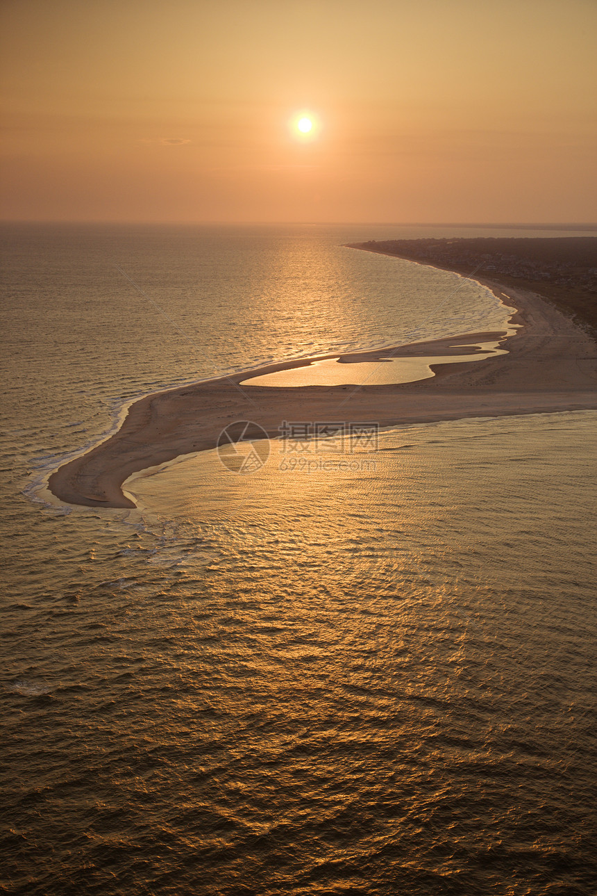 日落时沙滩风景海滩旅游海洋假期视图海岸线浅滩沿海支撑图片