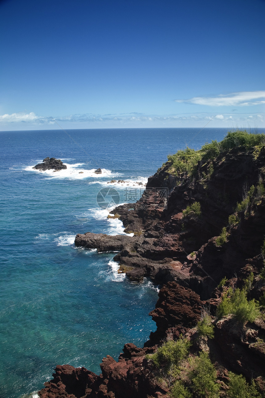 毛伊海岸线悬崖旅游自然界支撑高角度热带海岸地平线旅行鸟瞰图图片