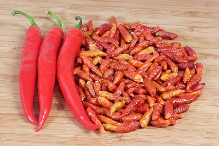 新鲜干辣椒蔬菜植物红色花园营养食物香料背景图片