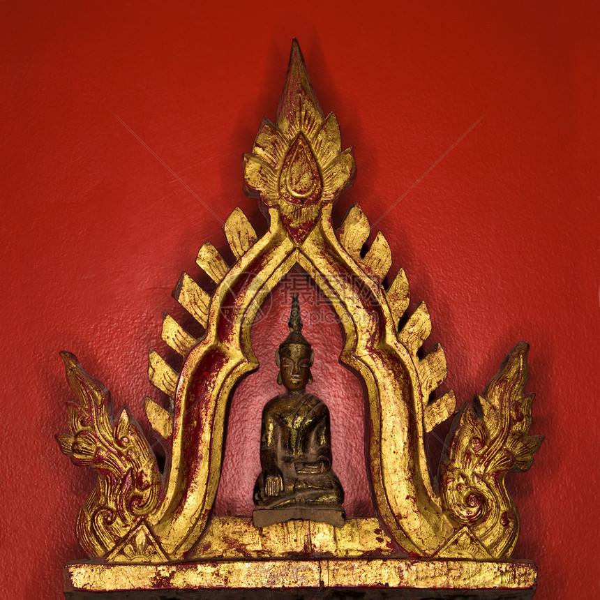 佛像佛像眼睛雕像装饰宗教金子对象风格佛教徒红色图片
