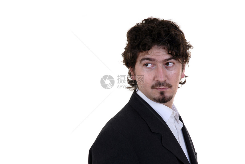 男性白色毛衣工作室棕色男生夹克姿势眼睛胡须悲哀图片
