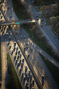 芝加哥交通堵塞运输高角度汽车高峰鸟瞰图时间旅行高清图片
