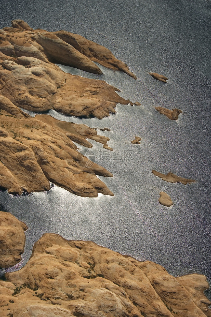 鲍威尔湖休闲天线鸟瞰图沙漠自然界岩石视图风景图片