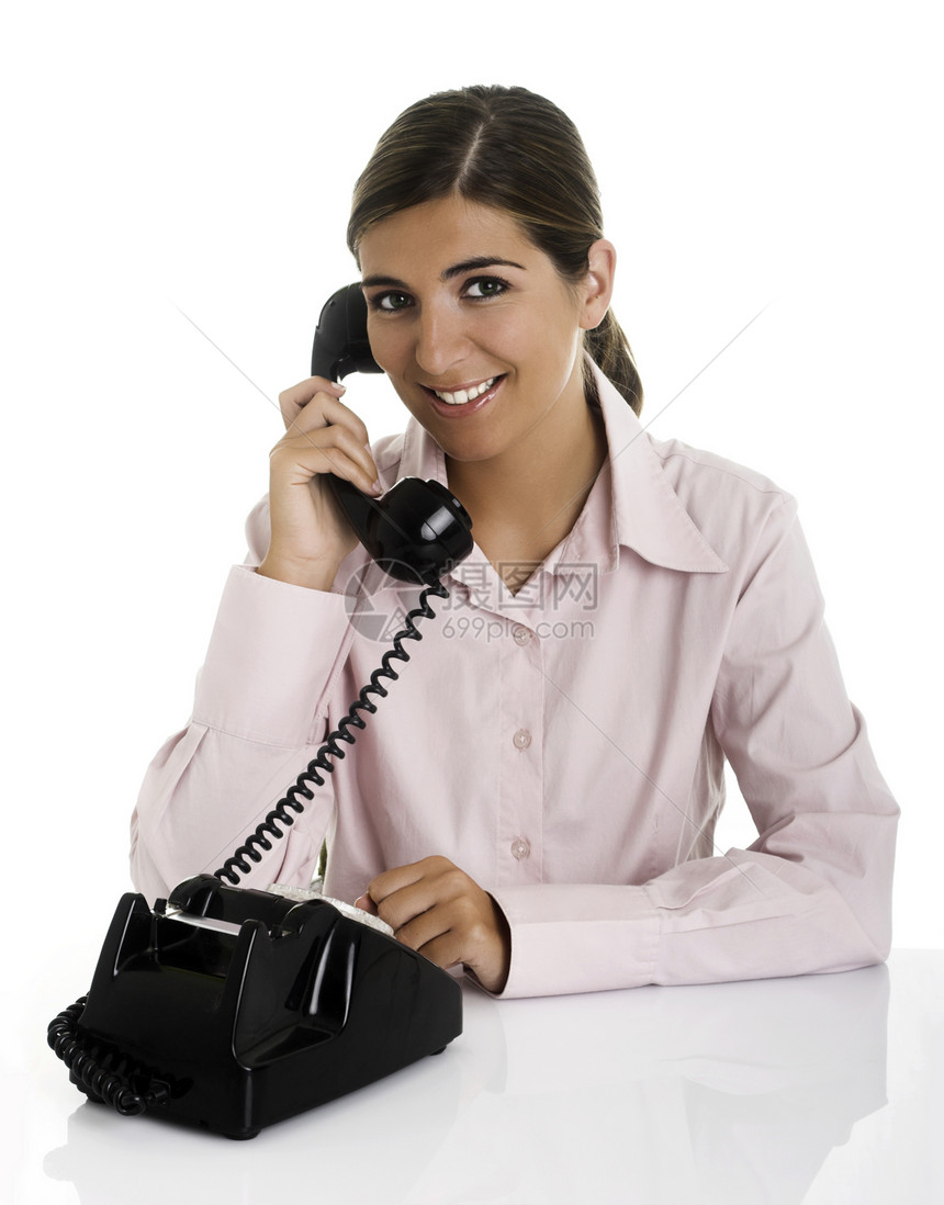 在电话里说商务笔记本营销工作女孩办公室成人女士大学客户图片