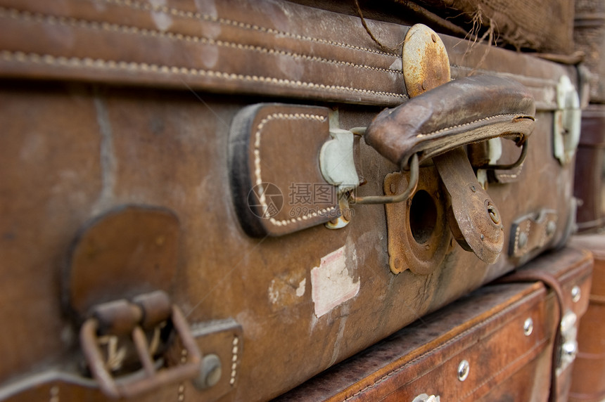 古董案手提箱行李跳蚤包装棕色旅行假期公路回忆传家宝图片