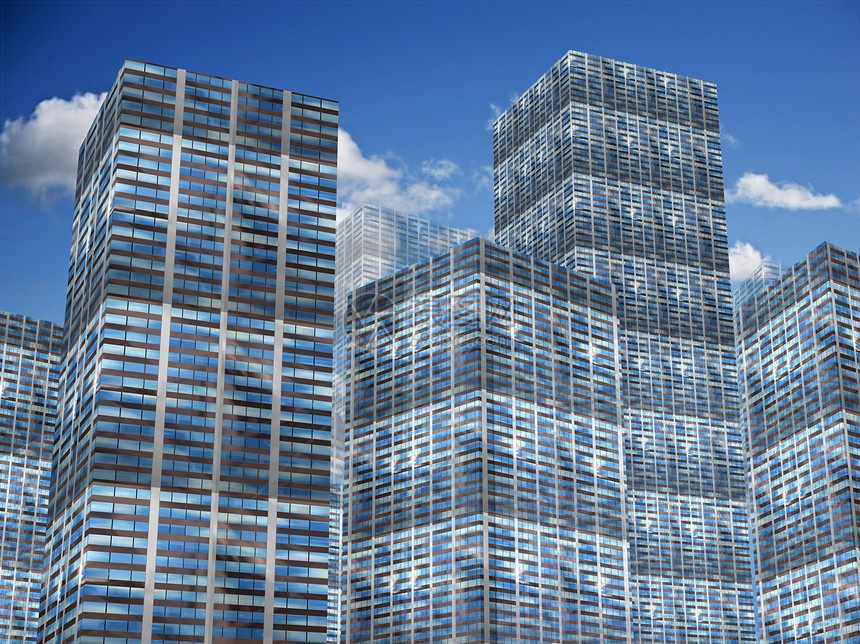 摩天大楼反射商业插图高楼技术玻璃职场网格天空城市图片