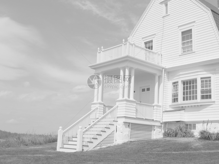 19世纪 灯守护者之家白色房子天空建筑守者蓝色建筑学图片