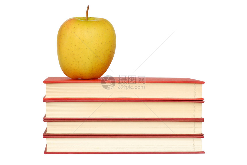 苹果和书水果维生素图书馆阅读营养食物学校教育图片