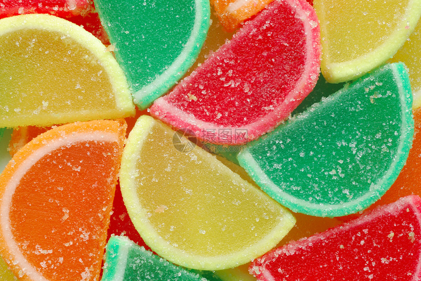 果冻糖果果味绿色宏观红色食物水果橙子甜点黄色图片
