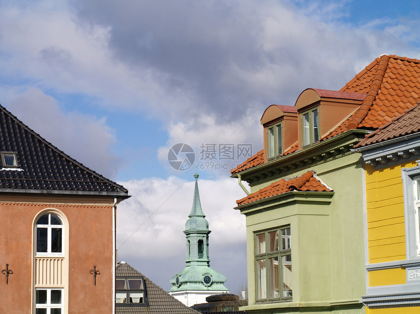 镇房子旅游城市旅行阳光晴天窗户建筑物天空教会图片