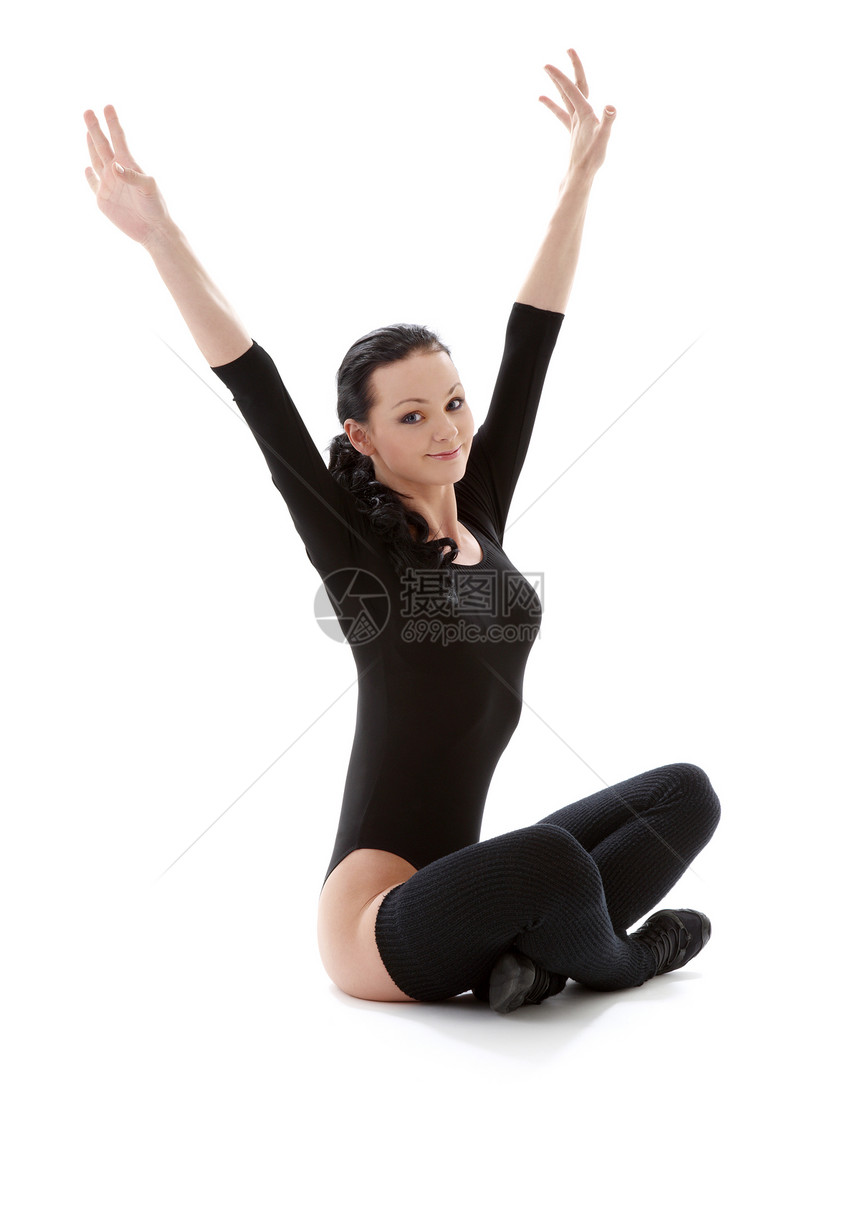 黑皮带动物力量女孩姿势紧身衣体操保健鞠躬身体活力女士图片