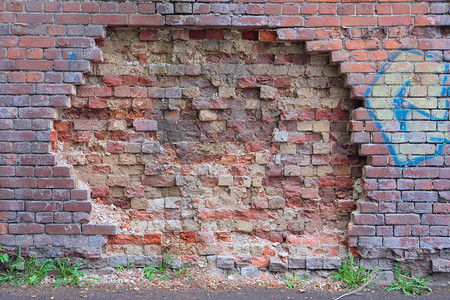 砖砖墙毁灭性红色背景图片