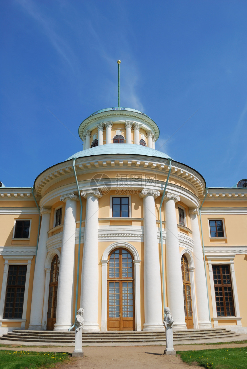 莫斯科的庄园房屋博物馆白色文化黄色历史传统晴天建筑房子天空图片
