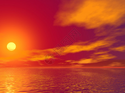 日落天空海洋背景图片
