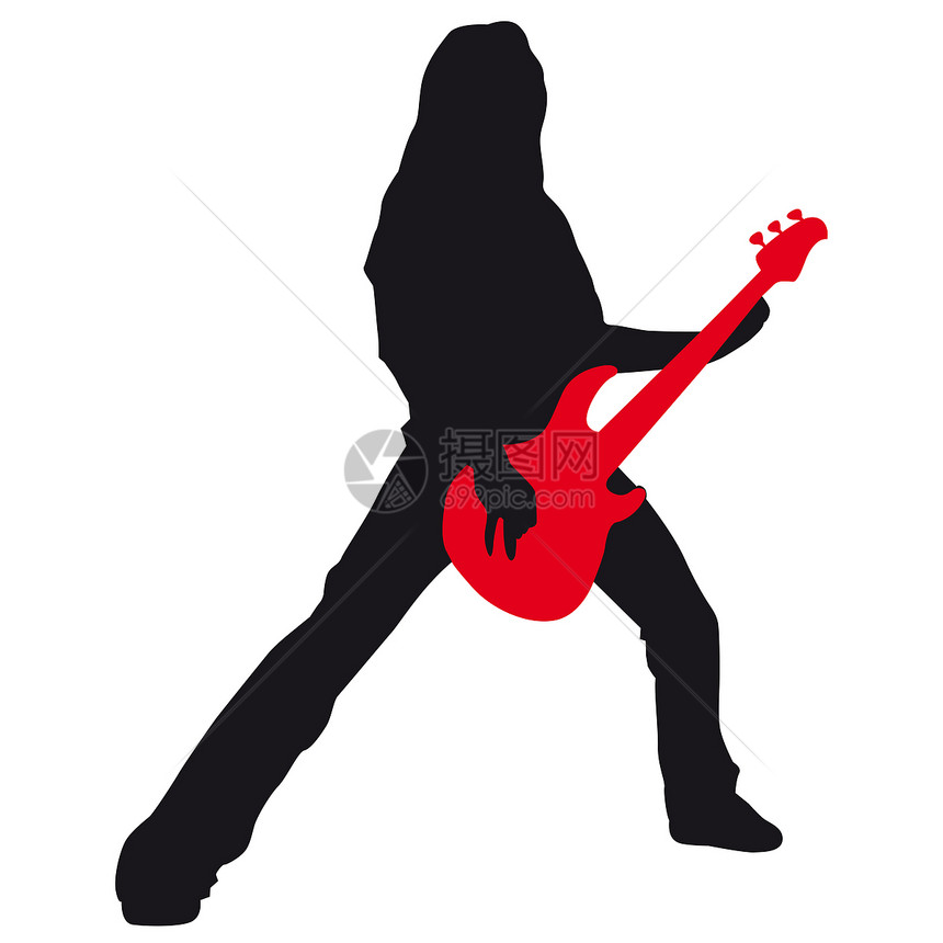 吉他英雄硬石音乐会吉他金属红色黑色音乐插图岩石玩家图片