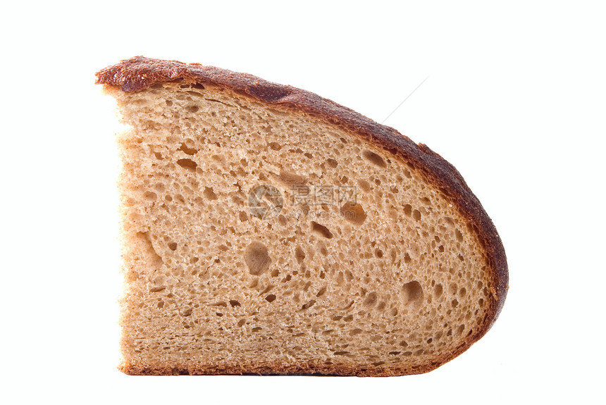 剪切面包小麦早餐圆形脆皮面包大块头谷物食物黑色棕色图片