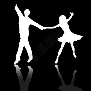 跳舞活动插图男性夫妻舞蹈舞蹈家女性反射背景图片