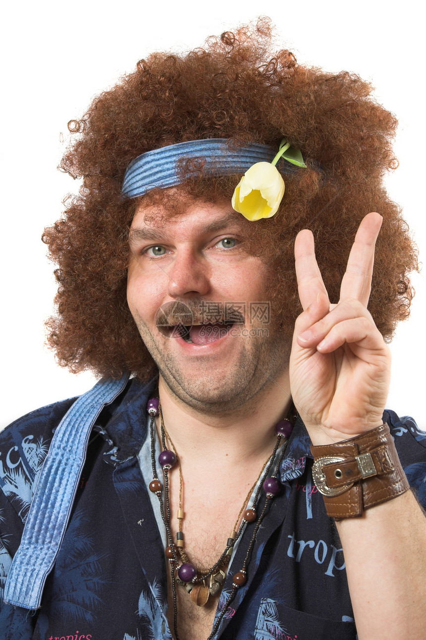 鲜花儿童胡子爆炸幽默黄色标志假发男性卷曲花童乐趣图片