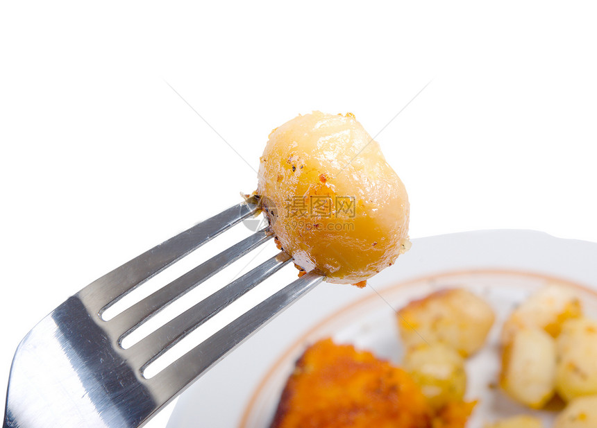 烤土豆 马克罗土豆烹饪午餐食物洋葱马铃薯黄色平底锅蔬菜盘子图片