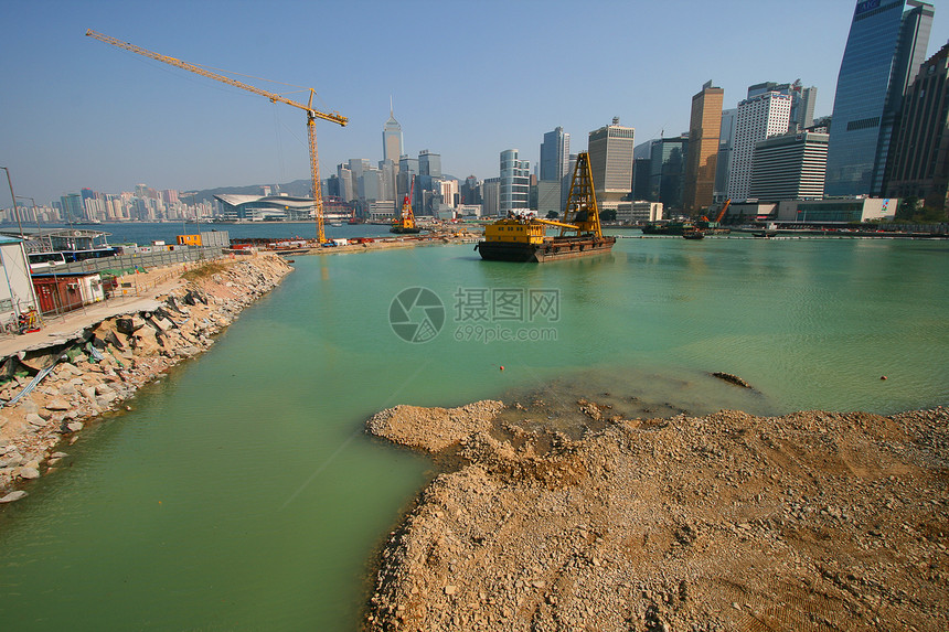 香港海滨建筑公司卵石摩天大楼陆块海军地面工业起重机港口天际地方图片