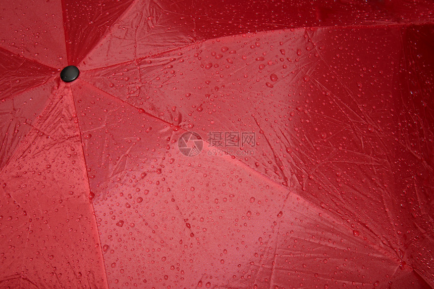 湿雨伞织物拉伸阳伞暴雨辐射飞沫水滴折痕红色庇护所图片