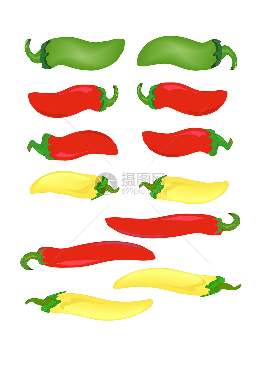 热辣椒食物黄色插图夹子绿色绘画胡椒卡通片红色温度图片