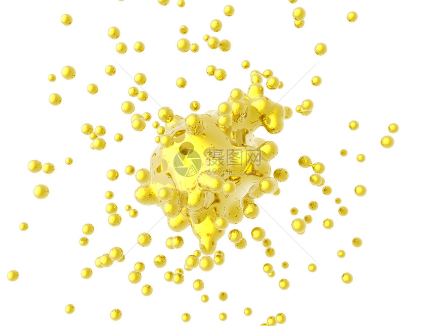 金子黄色气泡液体插图图片