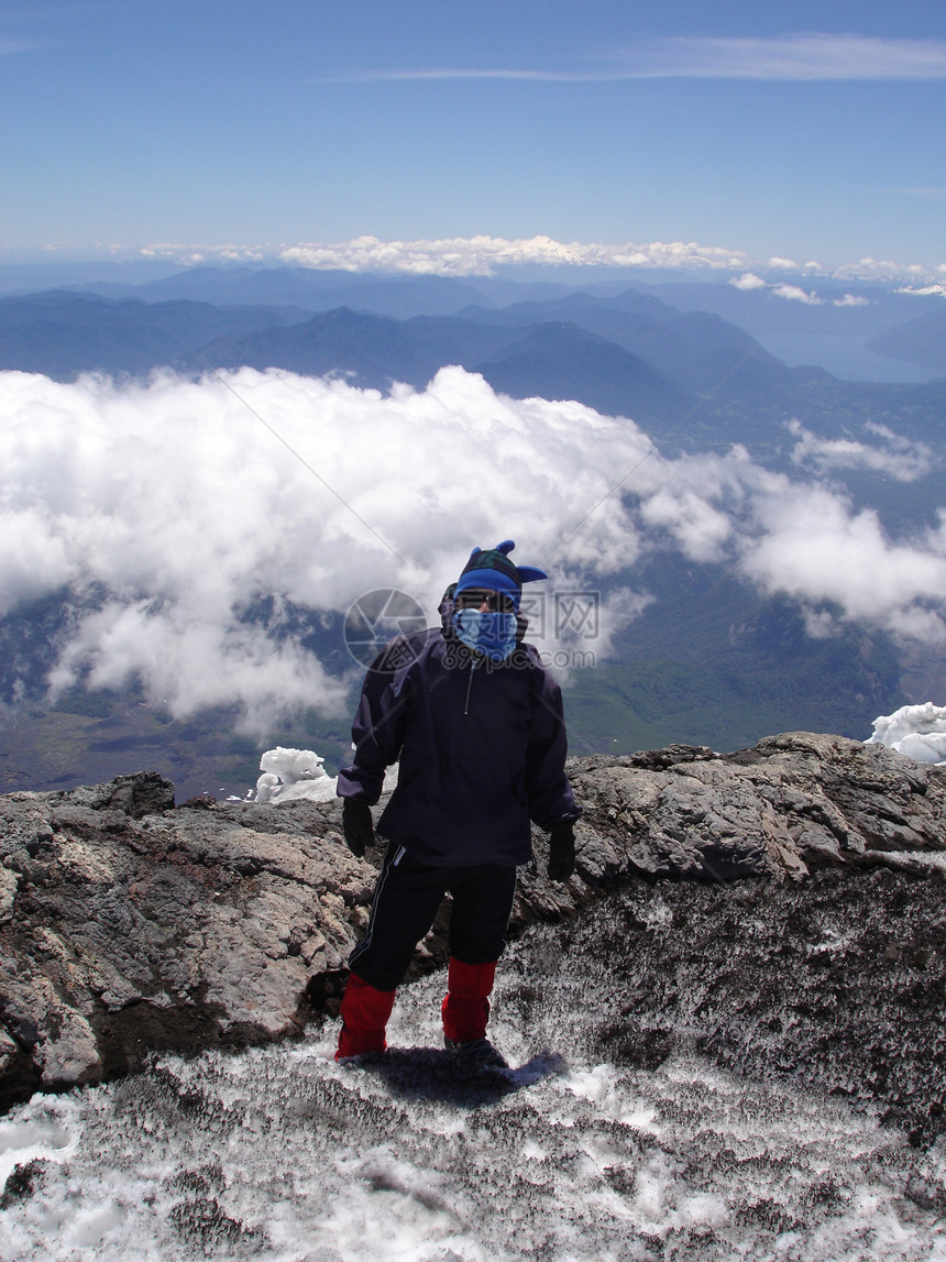 登山者火山白色攀岩登山年轻人蓝色男人图片