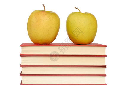 苹果和书籍水果知识阅读教育图书馆学校营养食物图书背景图片