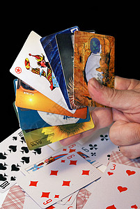 游戏牌黑色欺骗商业卡片信用借方小丑诡计背景图片