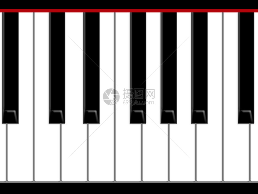 钢琴键黑色白色插图音乐游戏红色键盘图片