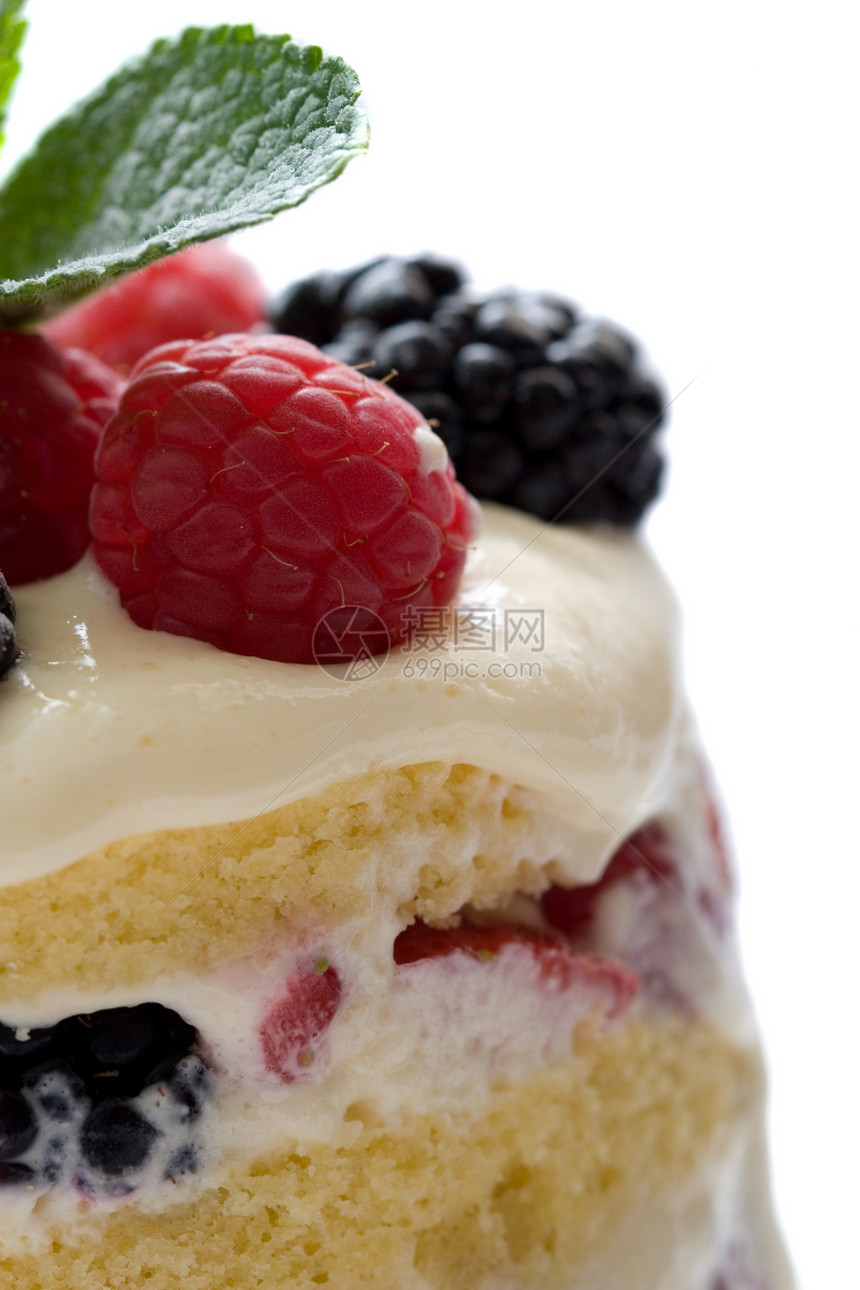 优美甜甜点蛋糕覆盆子饮食水果烹饪薄荷假食物奶油状图层美食图片