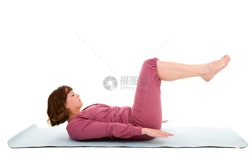 腹部操练女性腹肌培训师训练瑜伽练习运动女性化拉伸图片