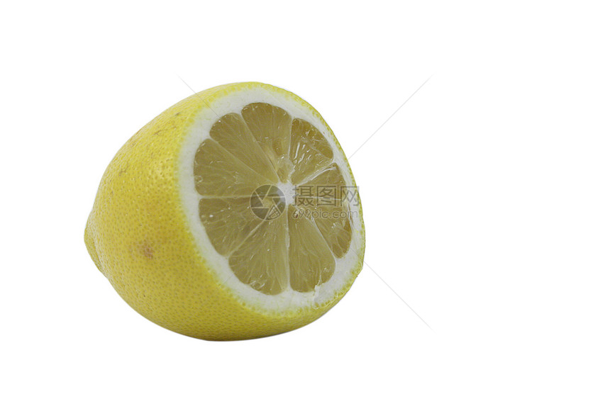 白上孤立的柠檬片段图片