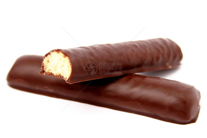巧克力棒和香草胶布小吃白色糖果巧克力甜点宏观图片