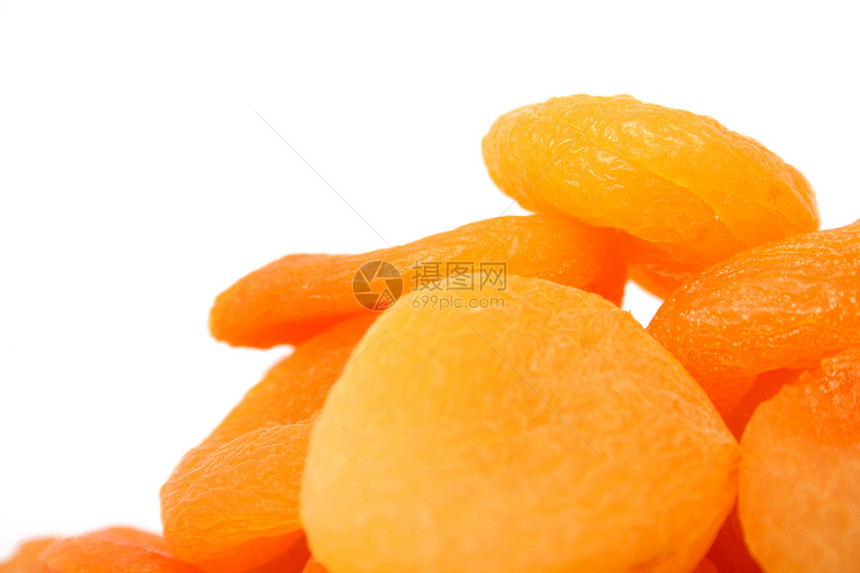 白色背景的干杏仁干旱早餐甜点水果保健卫生店铺黄色杏子零食图片