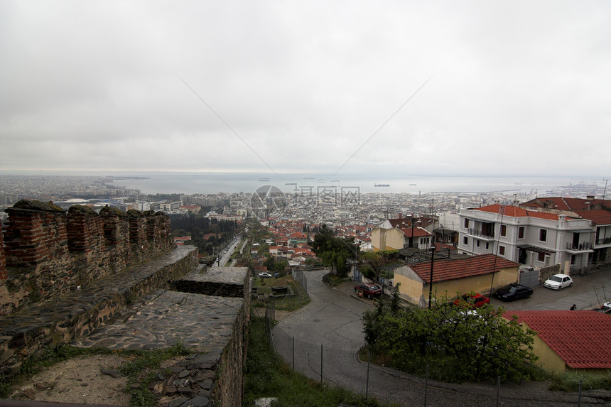 塞萨洛尼卡市建筑支撑天空场景城市都市海岸历史景观坡度图片