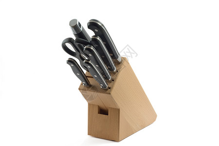 刀架免扣一套厨房刀贮存盒子餐具架子金属用具持有者黑色收藏木头背景