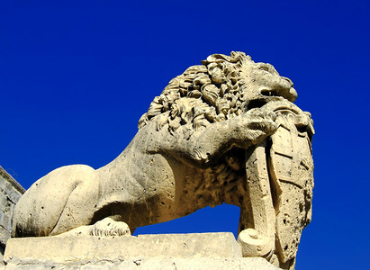 石狮狮子石头力量雕塑做工医学雕像天空工匠精神动物背景图片