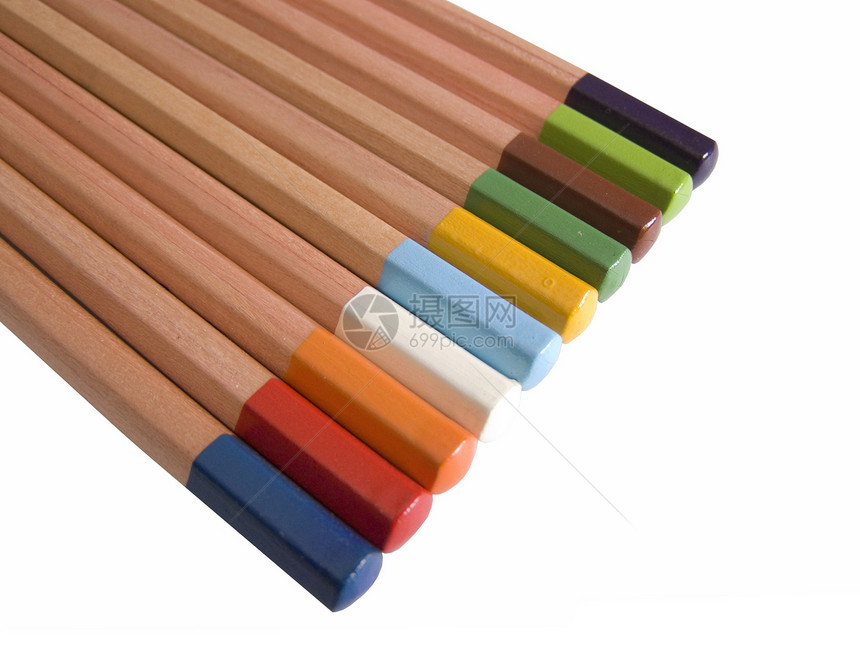 色彩多彩的笔铅笔绿色红色蜡笔艺术家黑色彩虹工具白色黄色图片