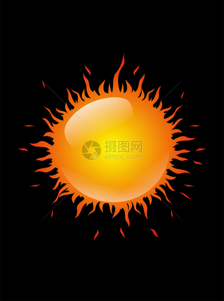 烈日太阳天气阳光黄色射线火焰插图图片