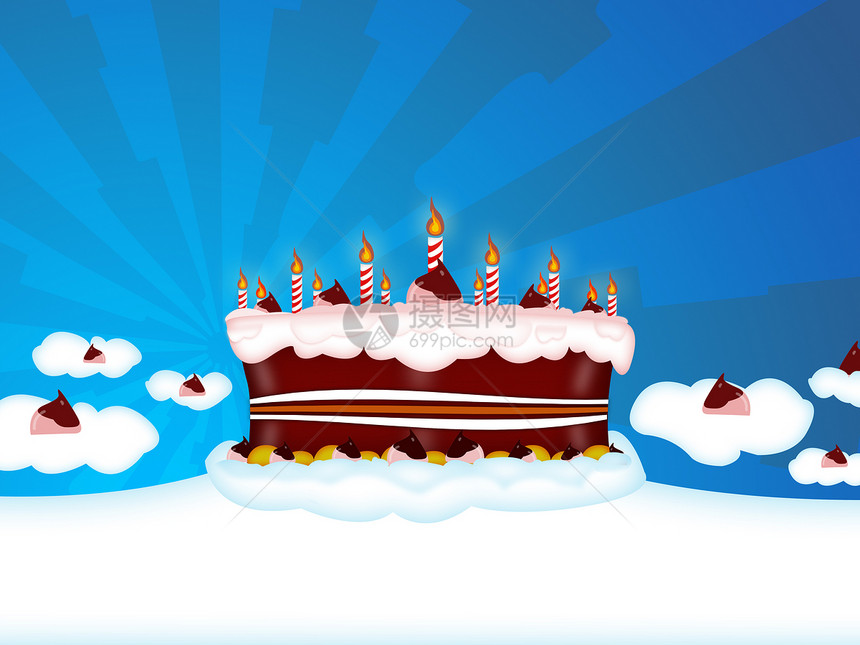 生日甜点纪念日点燃巧克力蛋糕周年派对火焰蜡烛庆典图片