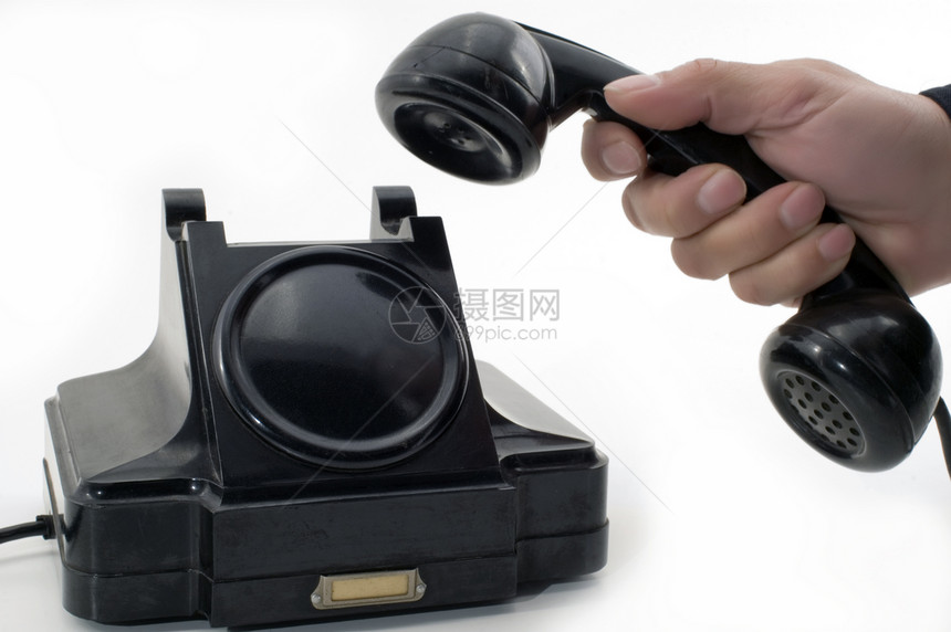 老电话怀旧嗓音古董说话器具讲话电讯黑色手指白色图片