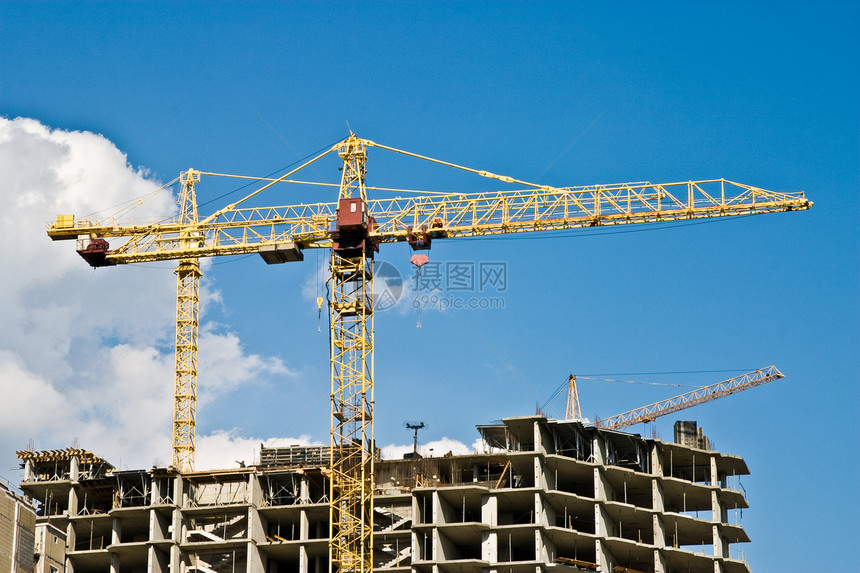 建筑工地水泥起重机工具乐器绞刑架天空图片