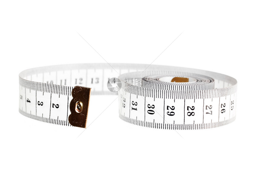白色的测量磁带乐器毫米统治者腰部厘米漩涡仪表工具裁缝数字图片